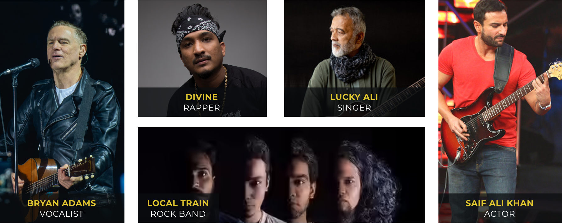 Stage share: Bryan Adams, Divine, Lucky Ali, Local Train, Saif Ali Khan
