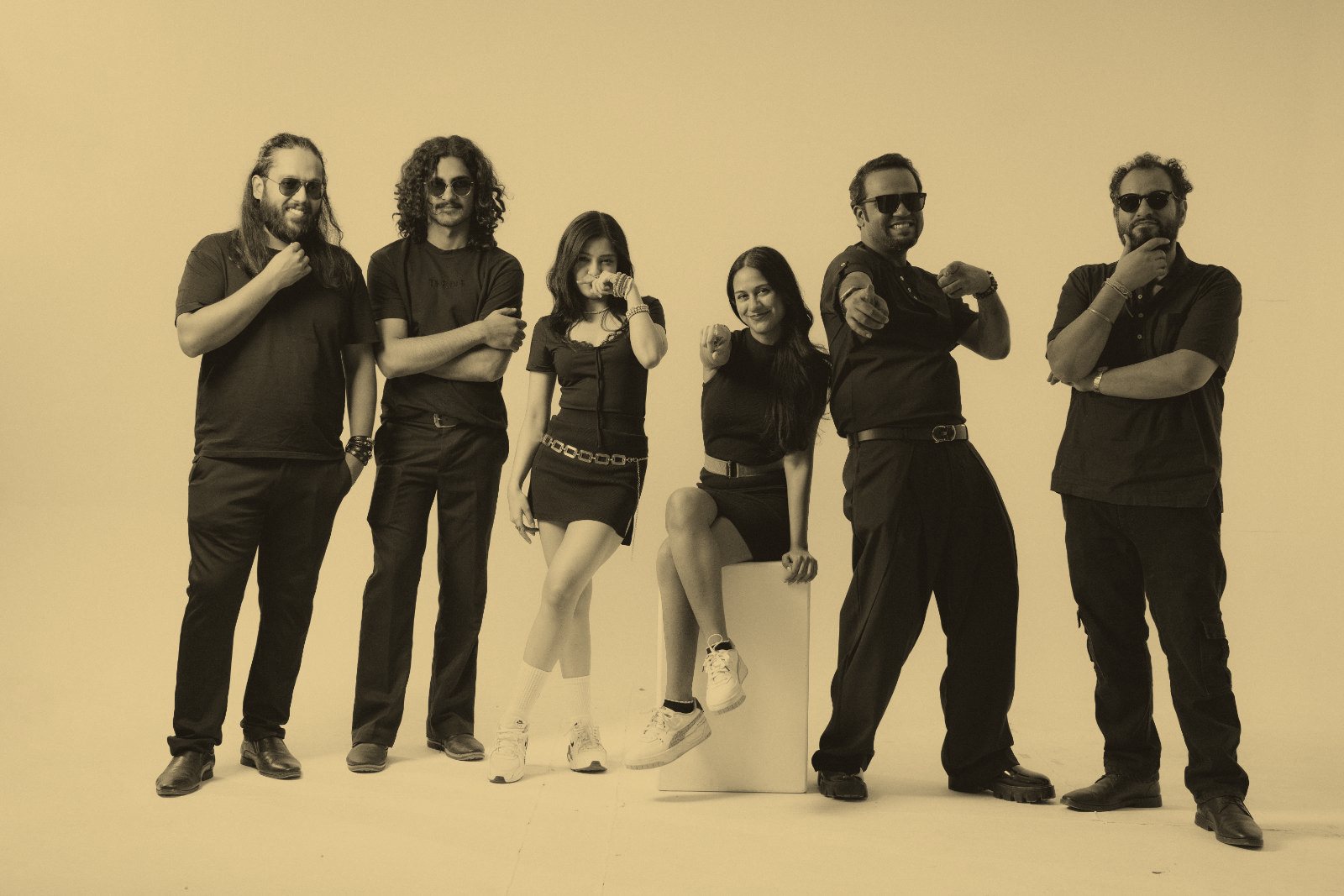 Delhi Indie Project, all seven members, studio portrait